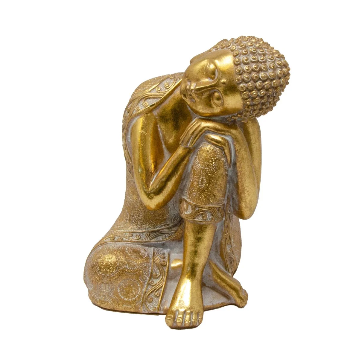 Schlafende Buddha Figur – 23 cm, Gold, Polyresin