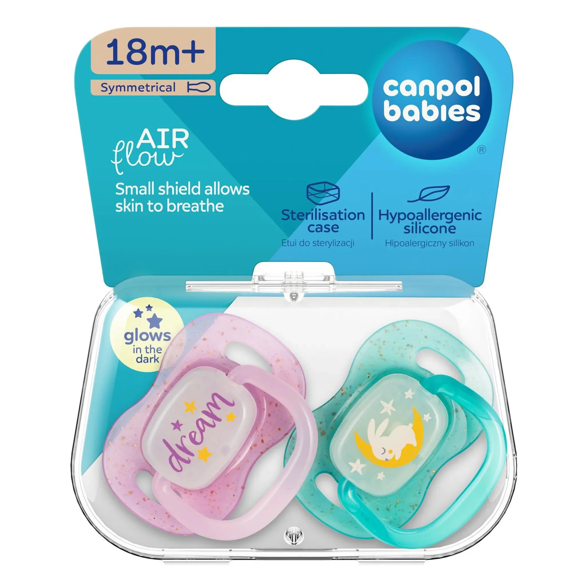 Canpol babies Silikon Schnuller NightGlow Rosa 18 m+ – 2 St.