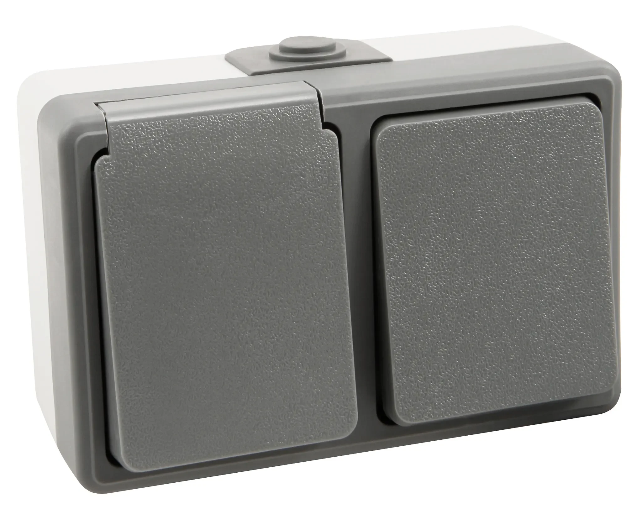 Feuchtraum Kombi-Dose McPower "Secure", 250V, Schalter+Steckdose, IP44, AP, grau