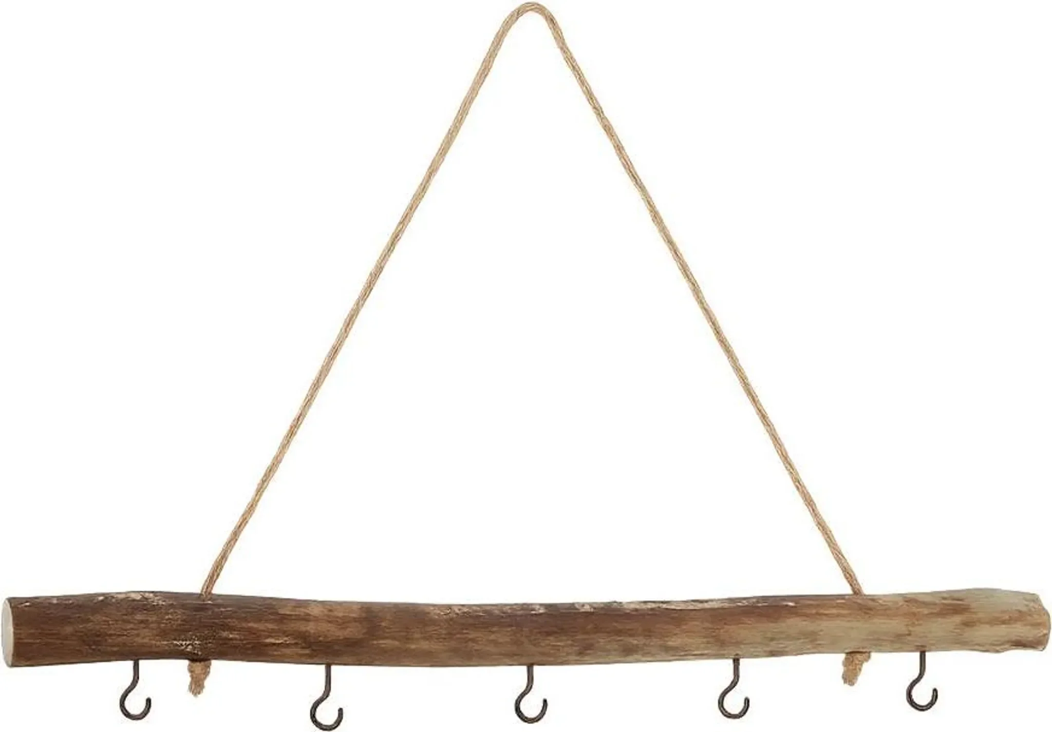 Deko-Holzstange zum Hängen – 50 cm mit 5 Haken & Naturkordel