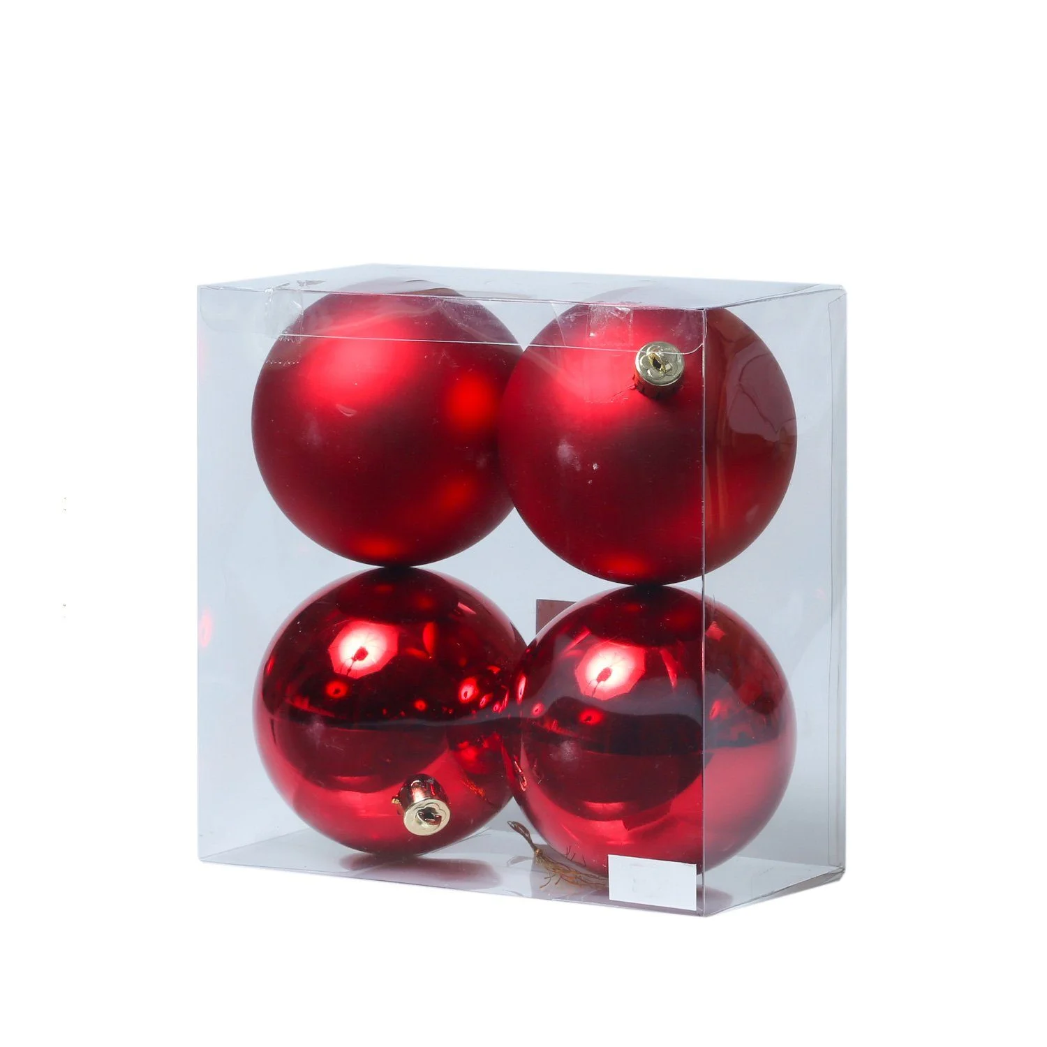 Weihnachtsbaumkugeln – 10 cm, Rot, 4er-Set, bruchfest