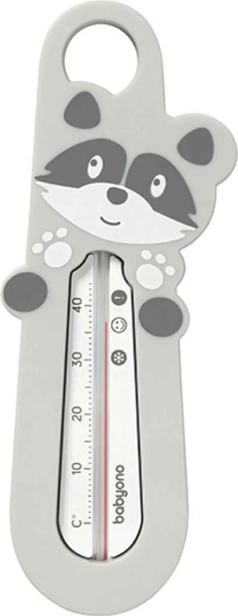 BabyOno Badethermometer – Waschbär, Grau