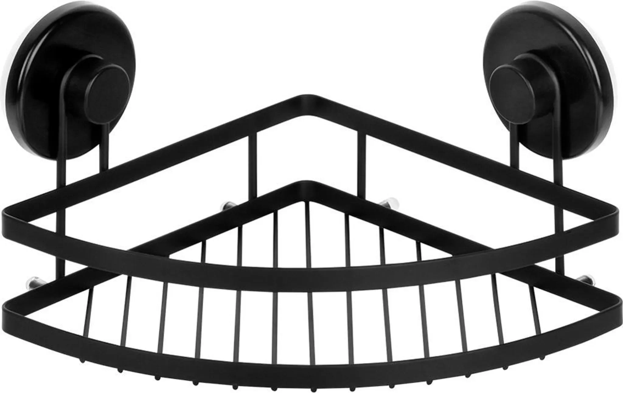 Schwarzes Duschregal aus Metall – Eckregal mit Saugnäpfen